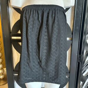 Black Eyelet Boho Strapless Tube Top / Shirt.